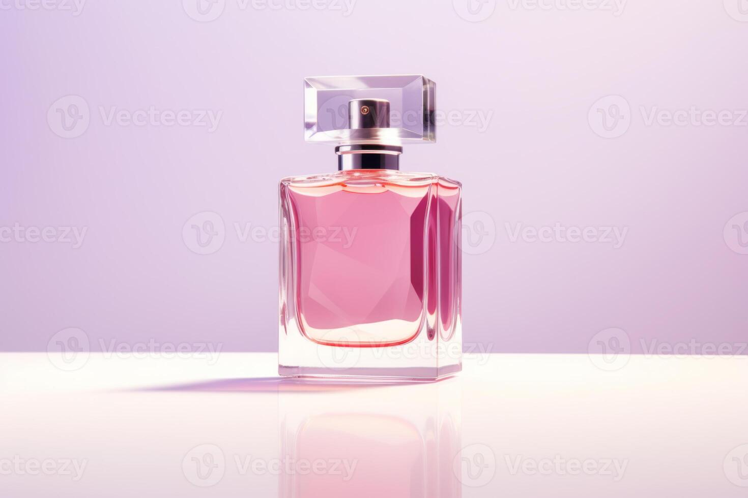 ai gerado delicado Rosa vidro perfume garrafa em branco fundo foto