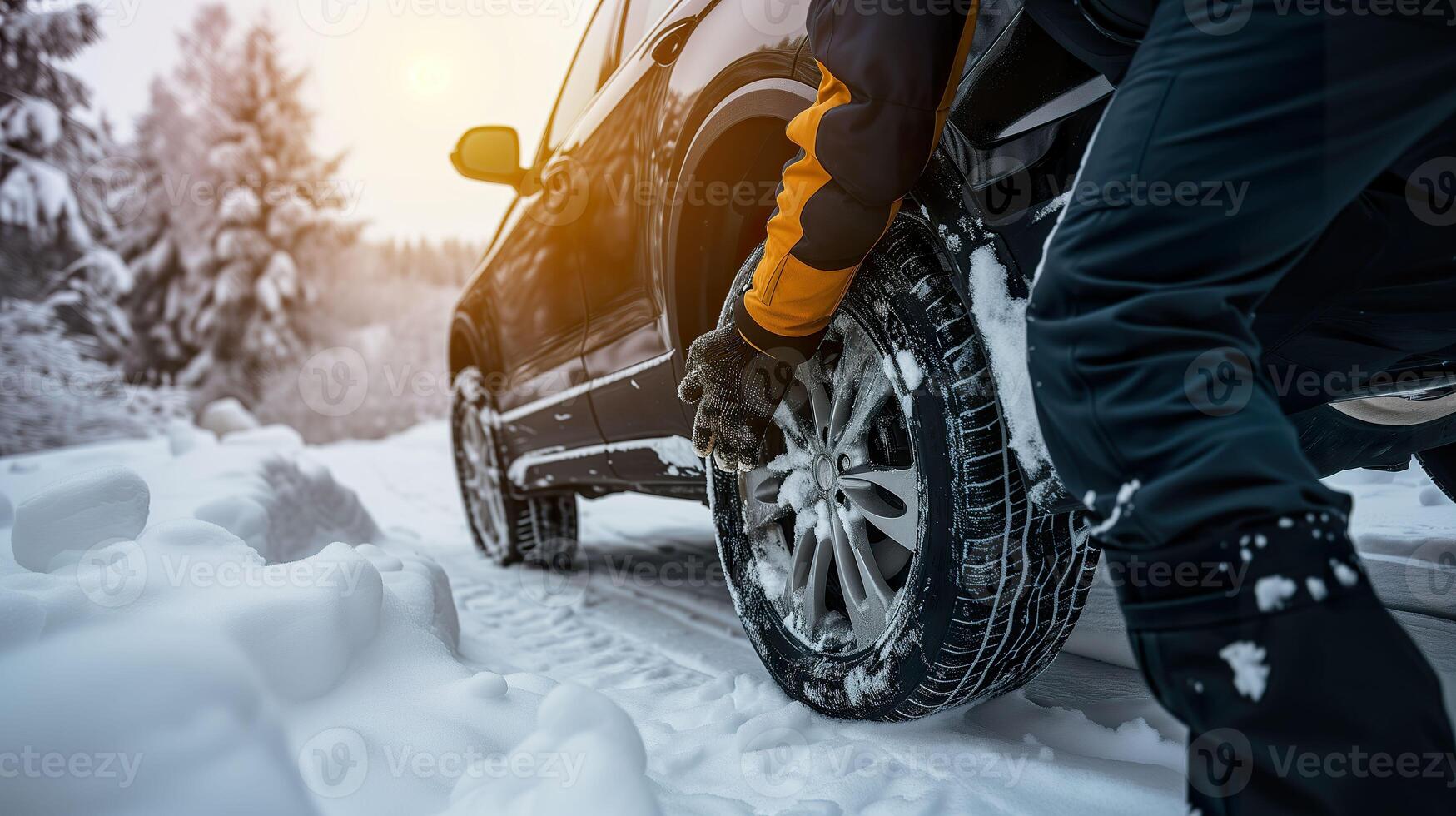 ai gerado especialista técnico Garantir uma seguro passeio com inverno e verão pneu substituições foto