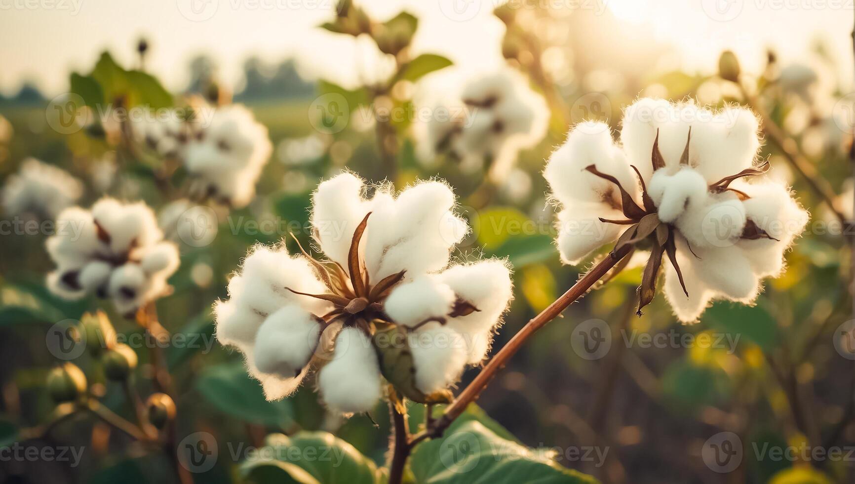 ai gerado algodão flor ramo em natureza foto