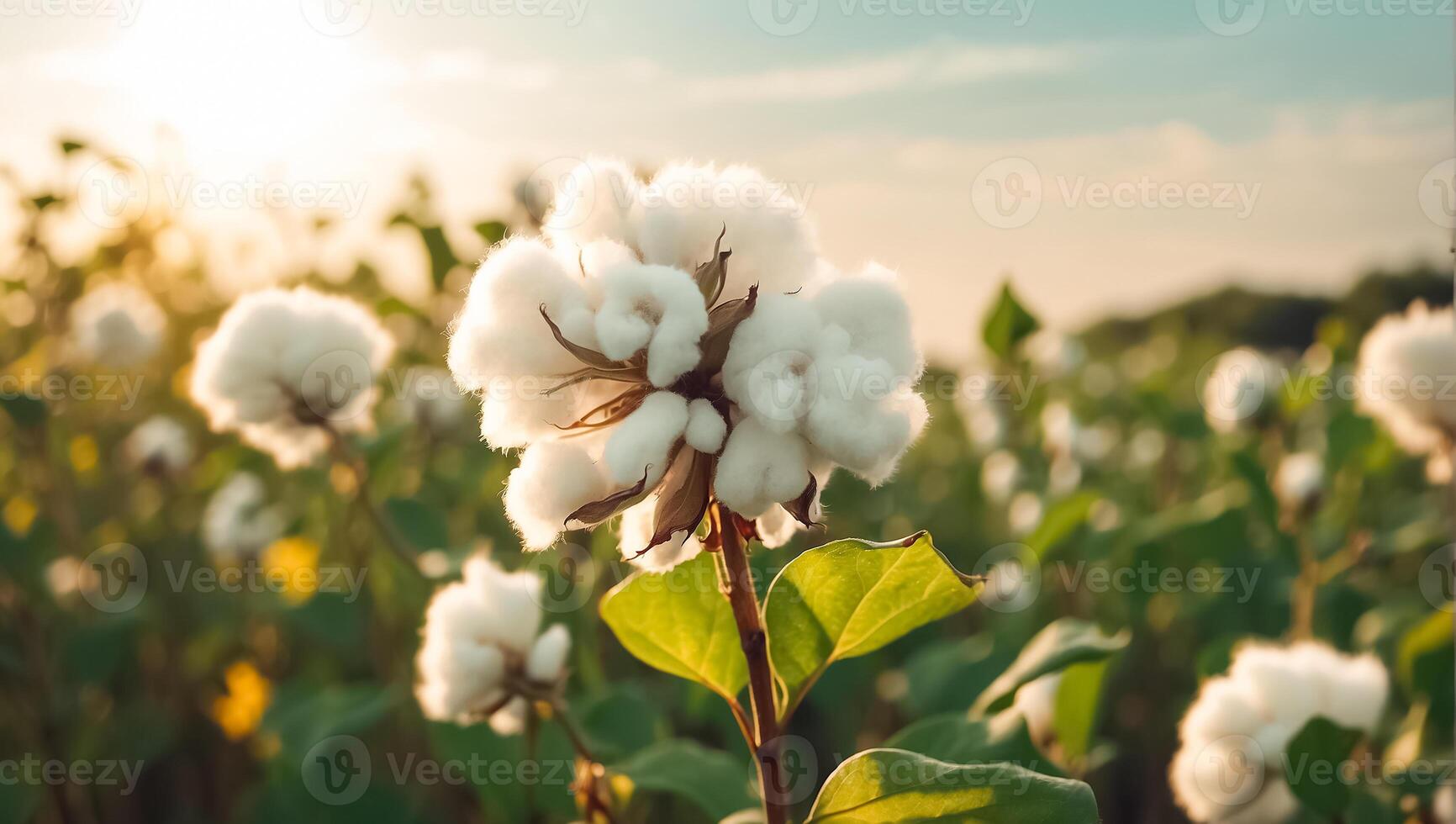 ai gerado algodão flor ramo em natureza foto