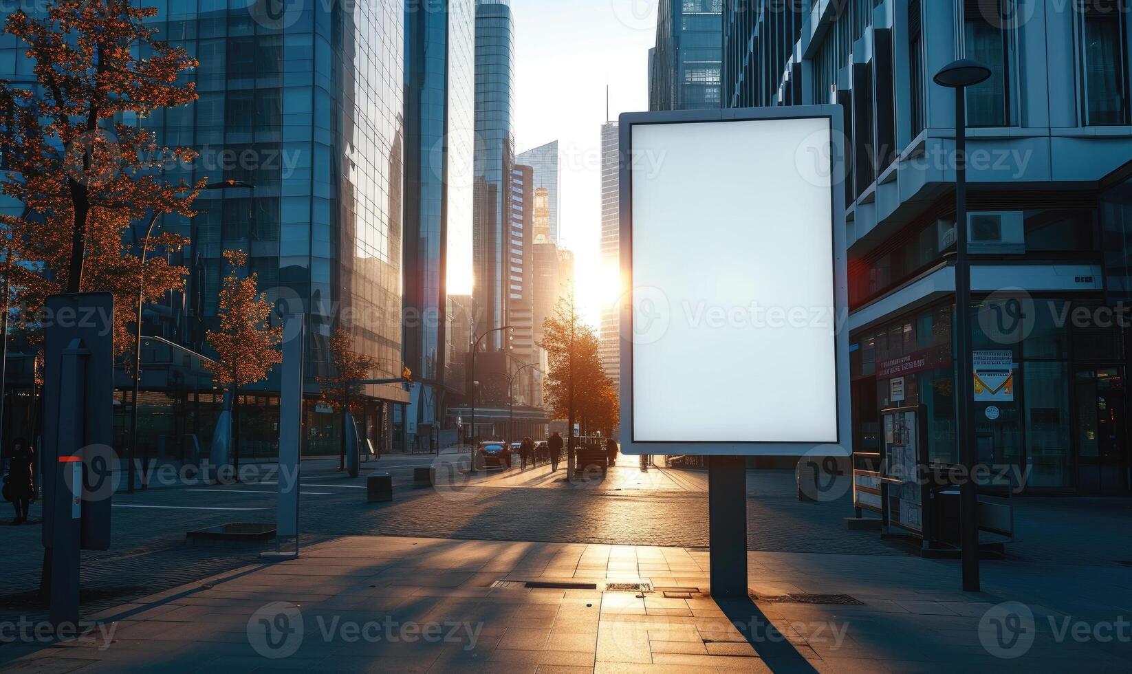 ai gerado em branco rua Painel publicitário em cidade rua. zombar acima do vertical publicidade ficar de pé dentro a rua foto