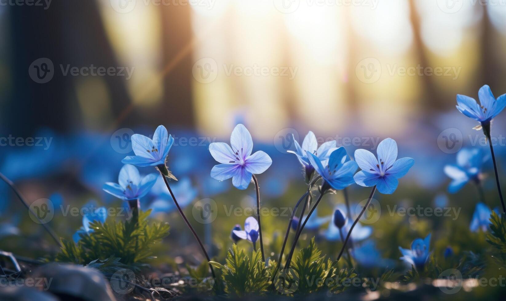 ai gerado Primavera floco de neve flores lindo natureza cena com florescendo floresta flores foto