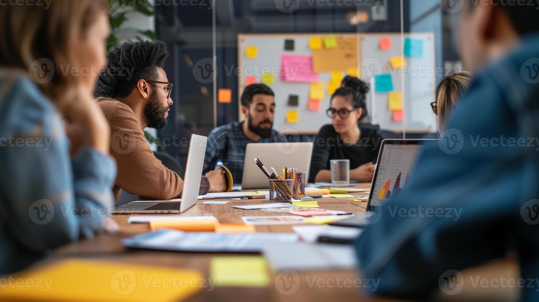 ai gerado o negócio equipe colaboração, fundo imagem, generativo ai foto