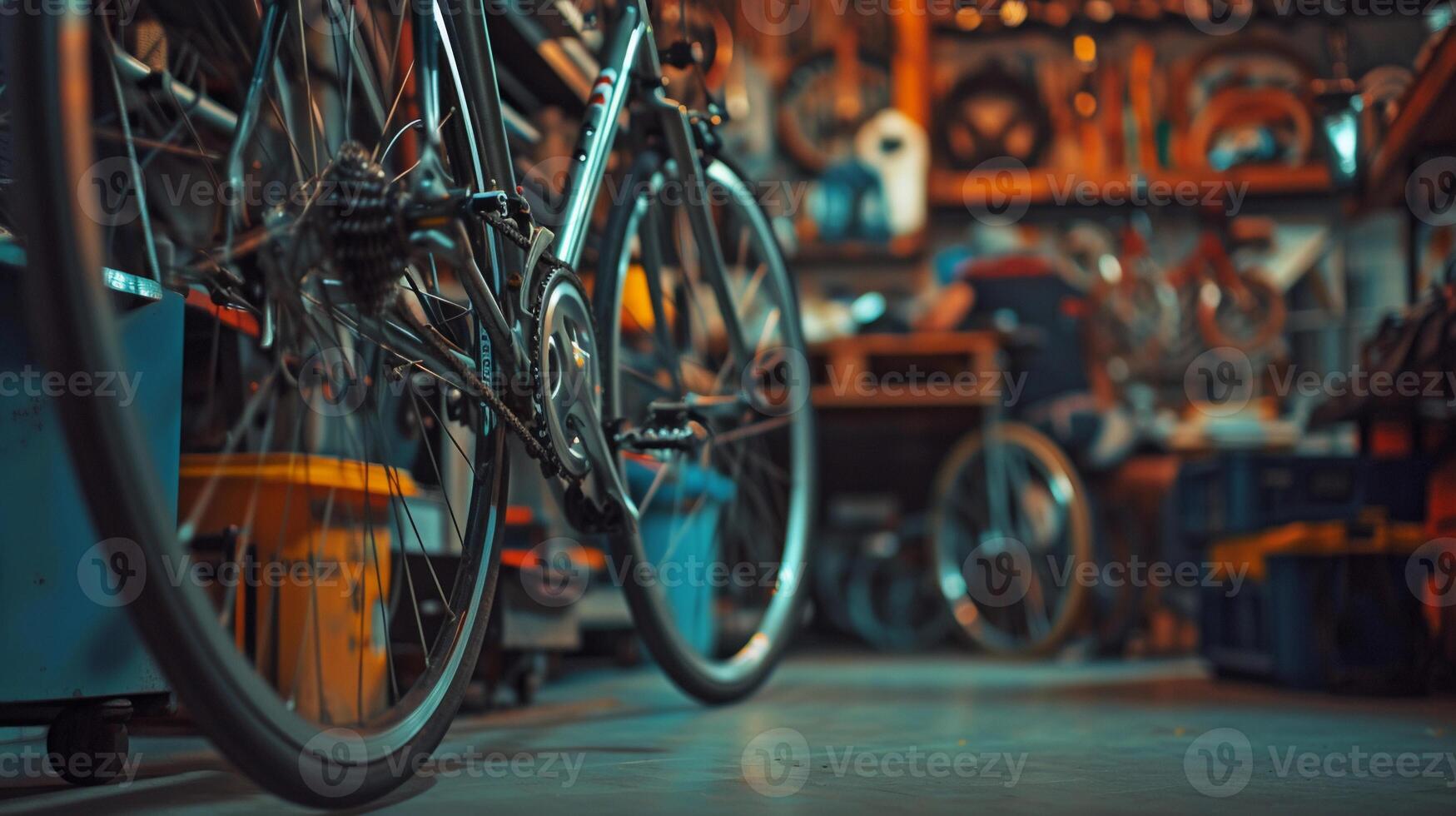 ai gerado bicicleta reparar oficina, fundo imagem, generativo ai foto