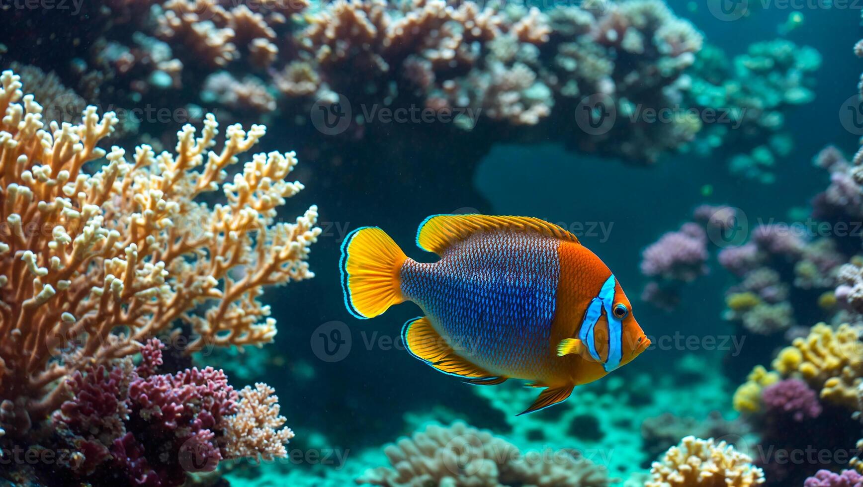 ai gerado lindo peixe embaixo da agua foto