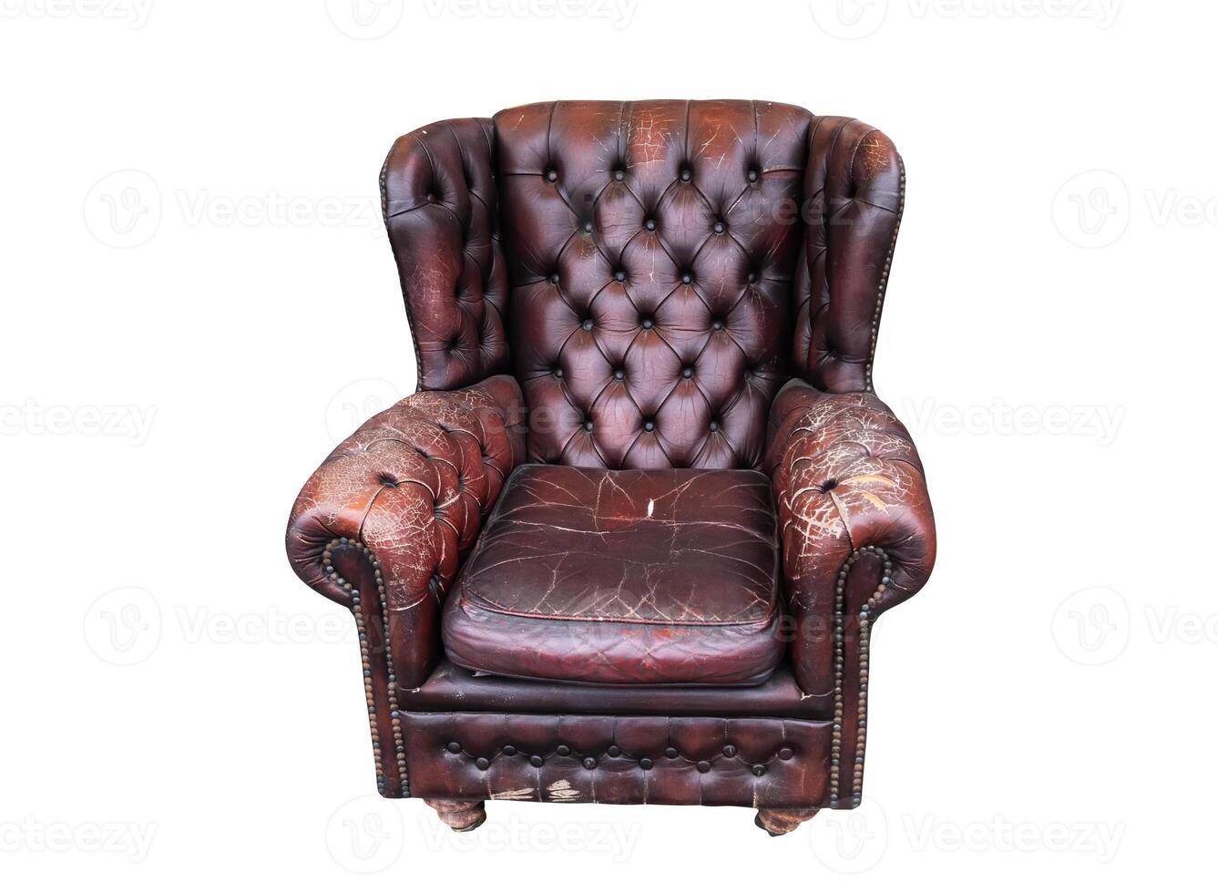 vintage estilo . defeituoso velho couro sofá, velho estragado couro mobília, foto