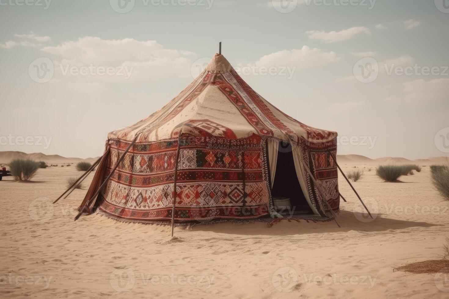 ai gerado árabe tradicional barraca dentro deserto. gerar ai foto