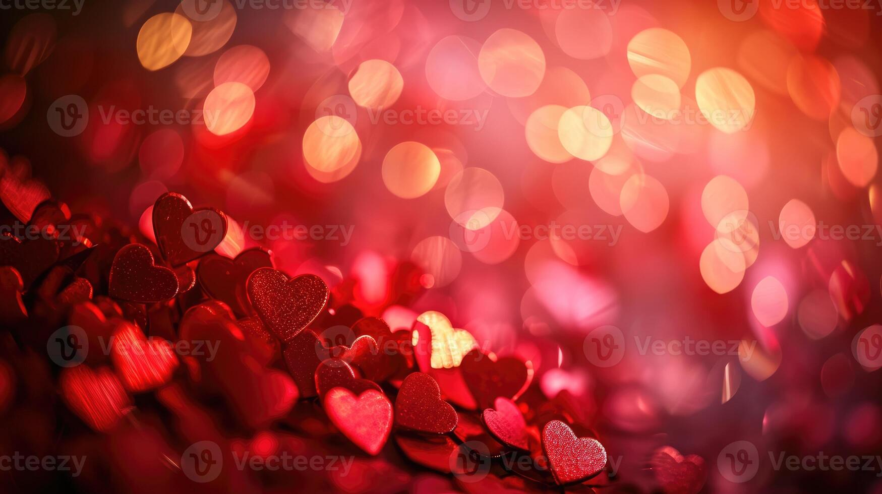 ai gerado vermelho coração fundo, bokeh luzes fundo, conceito do amor, ai gerado foto