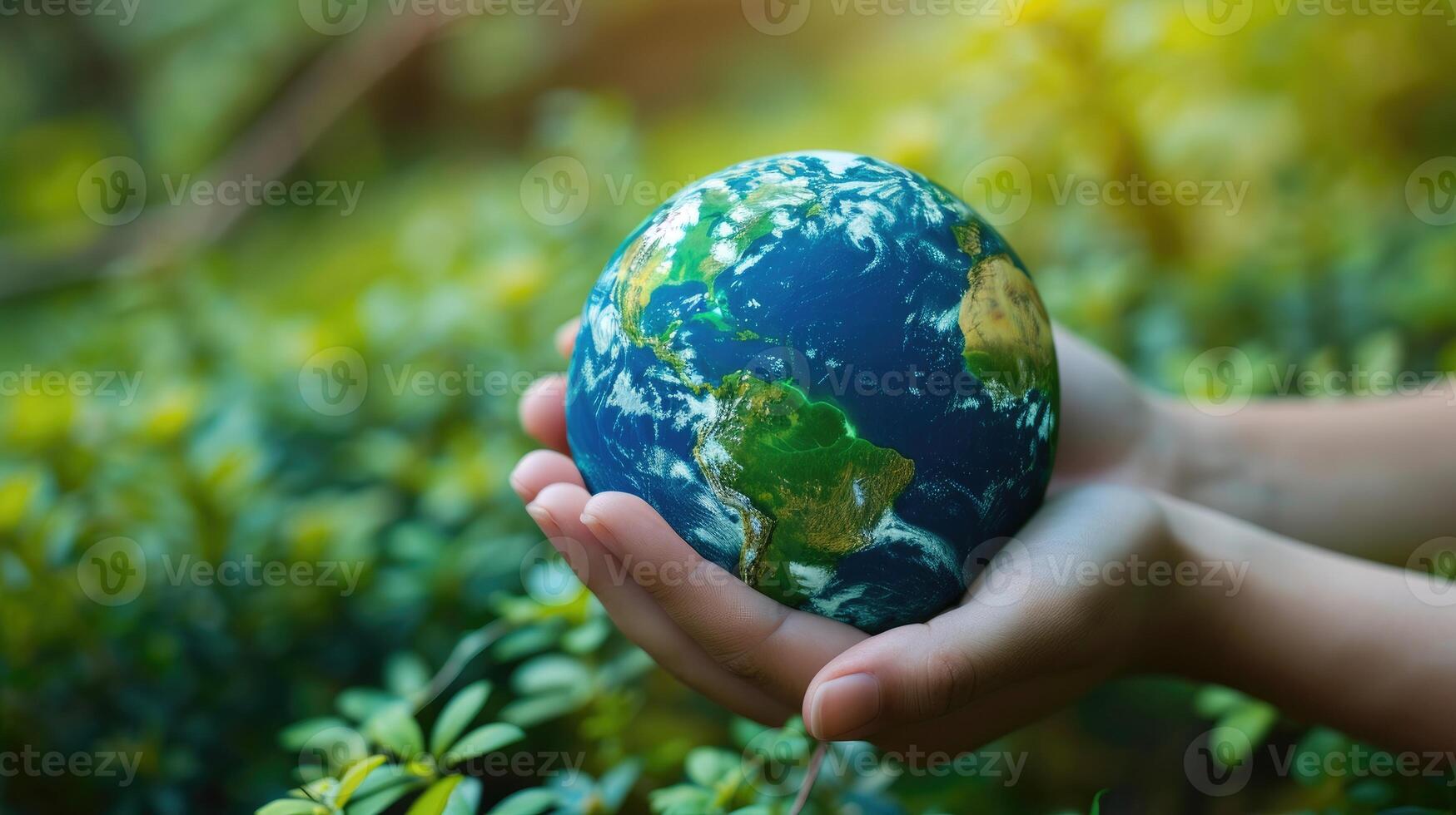 ai gerado a terra embalada dentro carinhoso mãos, uma poderoso lembrete para Salve  nosso precioso planeta, ai gerado foto