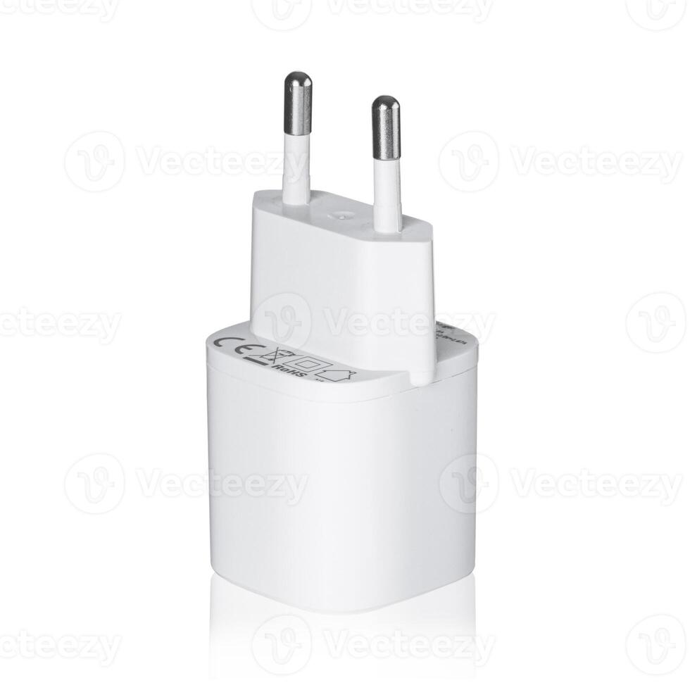 rede adaptador 220v USB cobrando em uma branco fundo foto