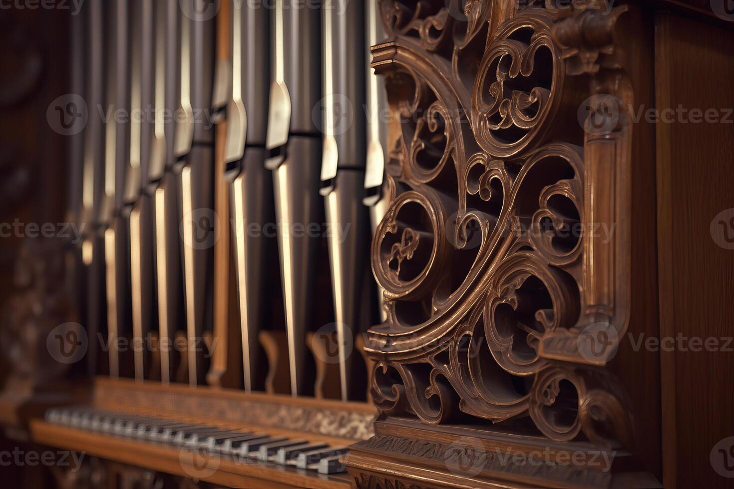 ai gerado órgão clássico orquestral catedral detalhes. gerar ai foto