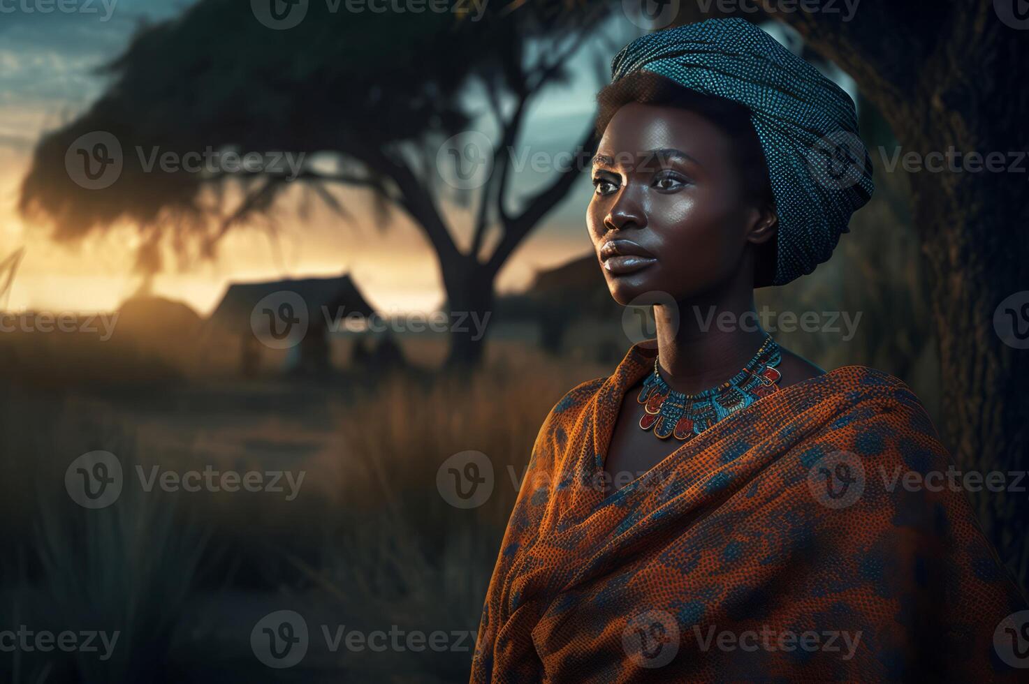 ai gerado africano mulher dentro tradicional vestir e quebra cabeça. gerar ai foto