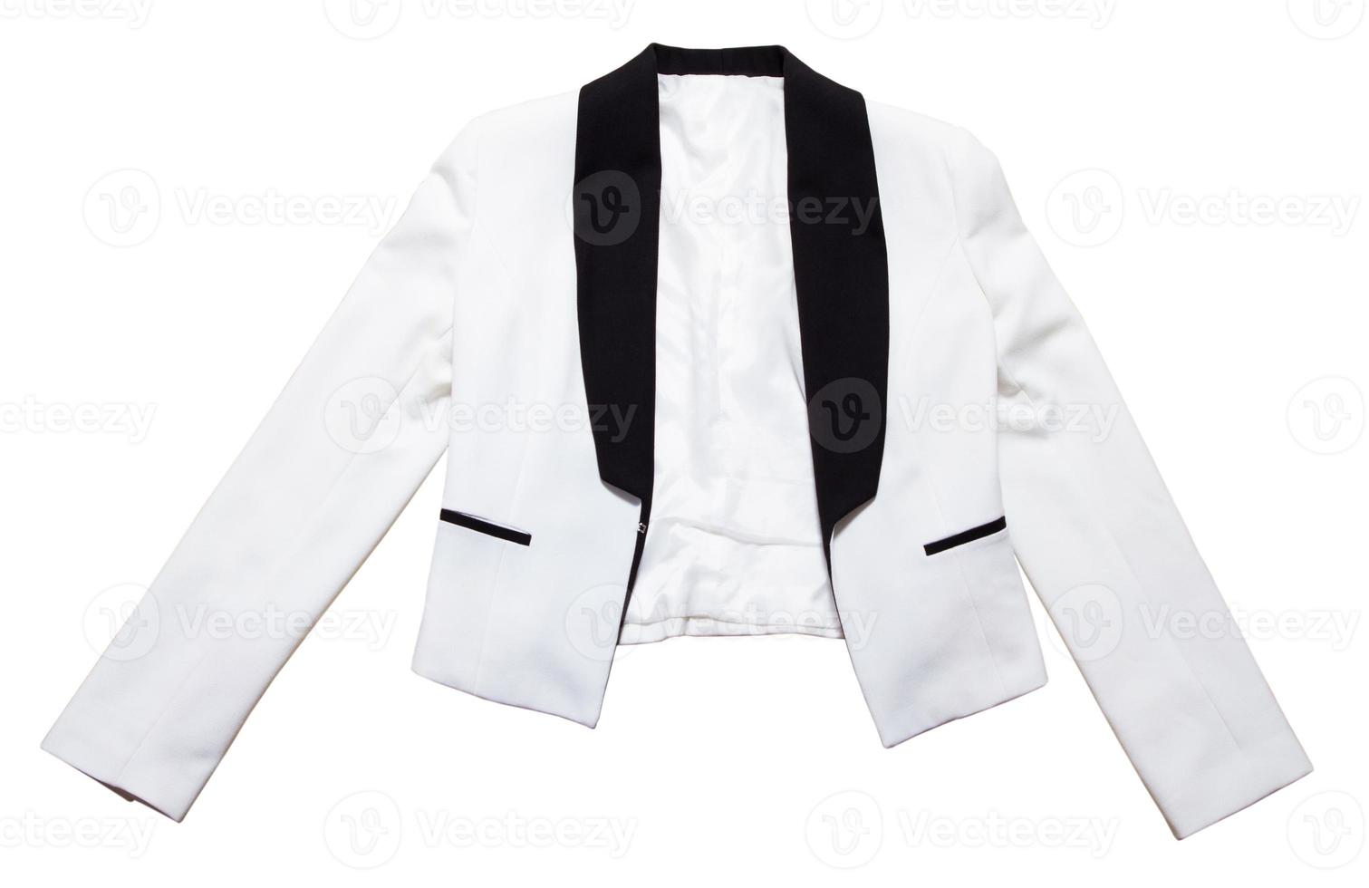 terno branco, jaqueta branca, smoking branco isolado no fundo branco close up foto