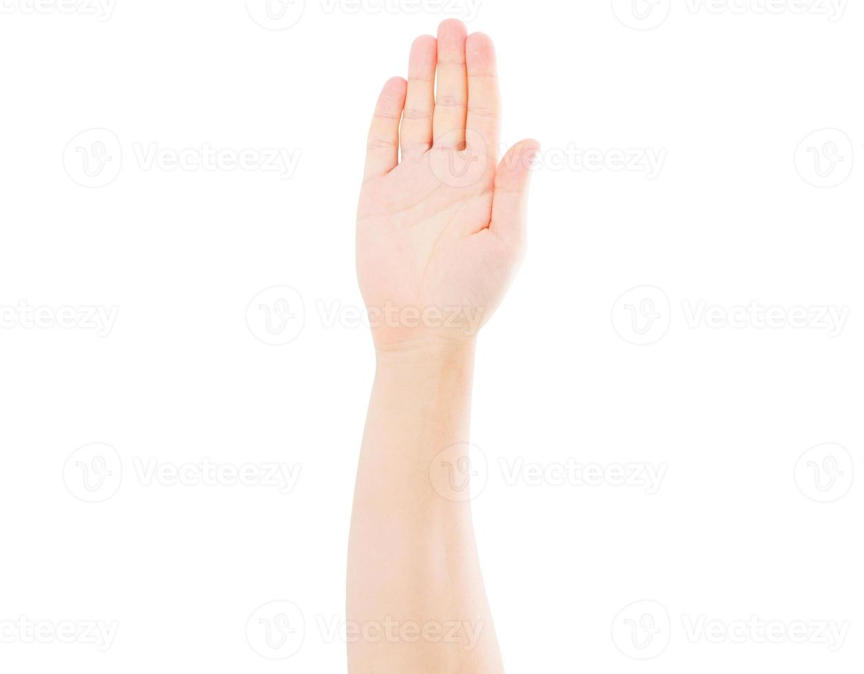 mão masculina isolada no fundo branco, mão votante foto