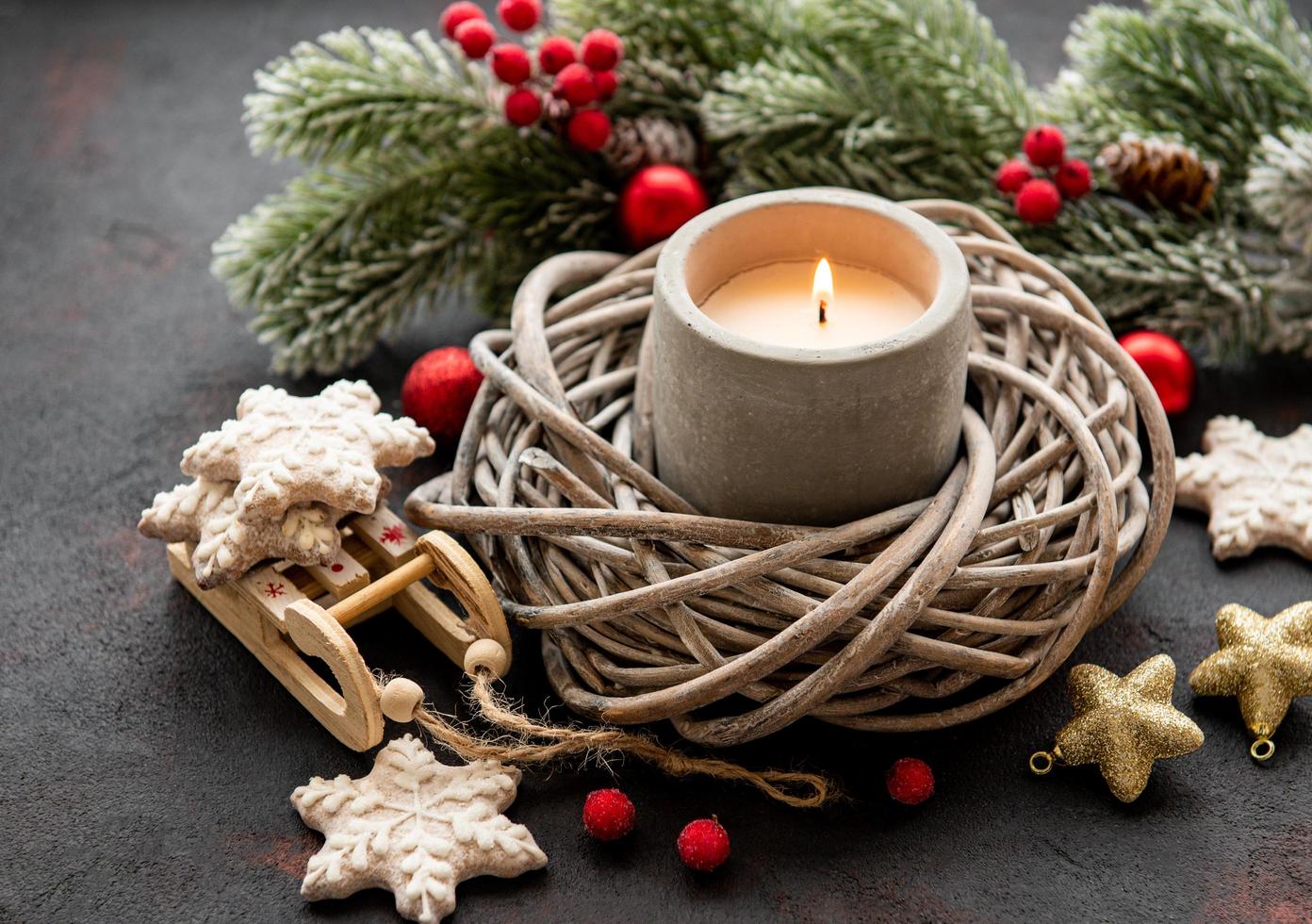 velas e decorações de natal foto