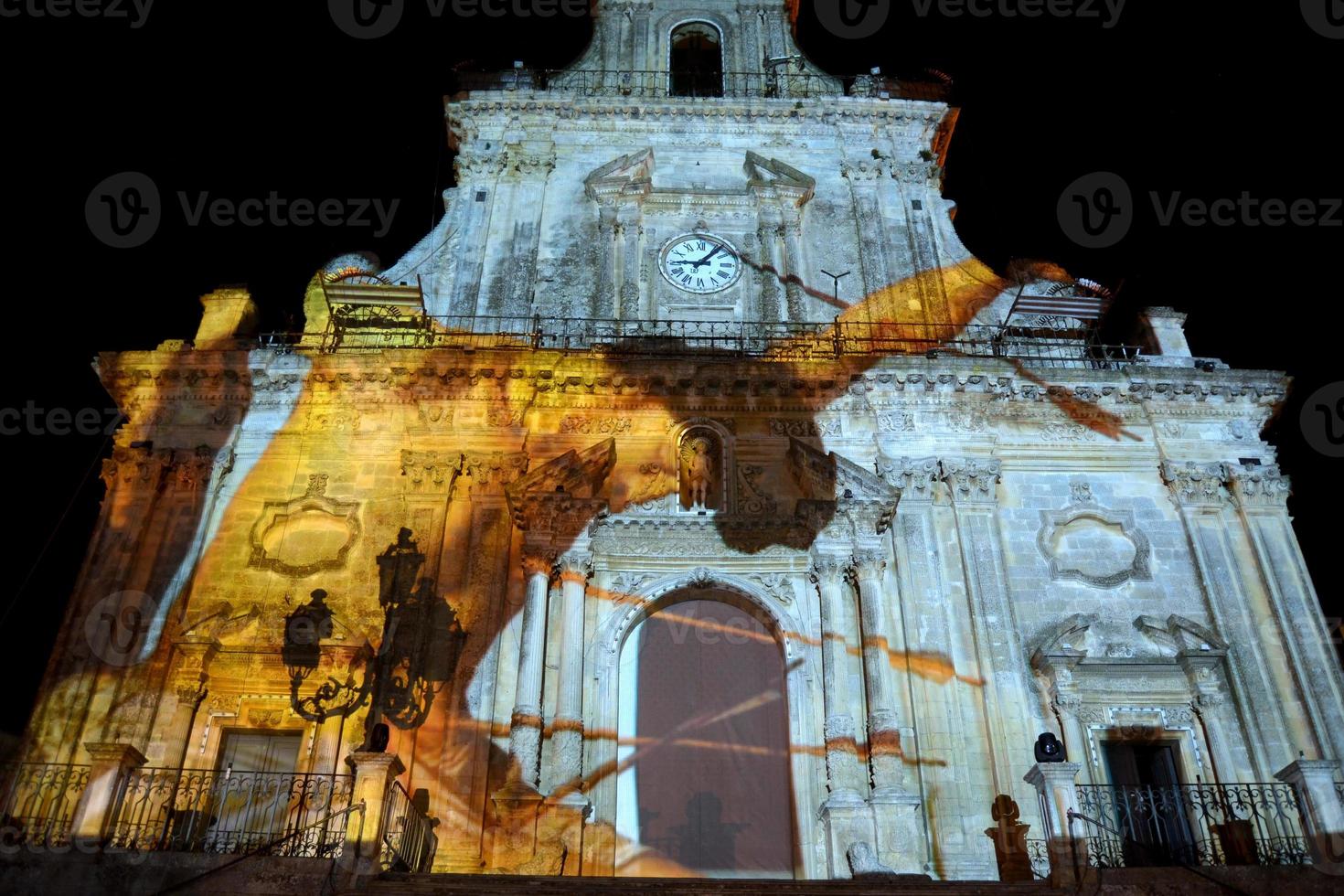 mapeamento da fachada da basílica de san sebastiano em palazzolo acreide foto