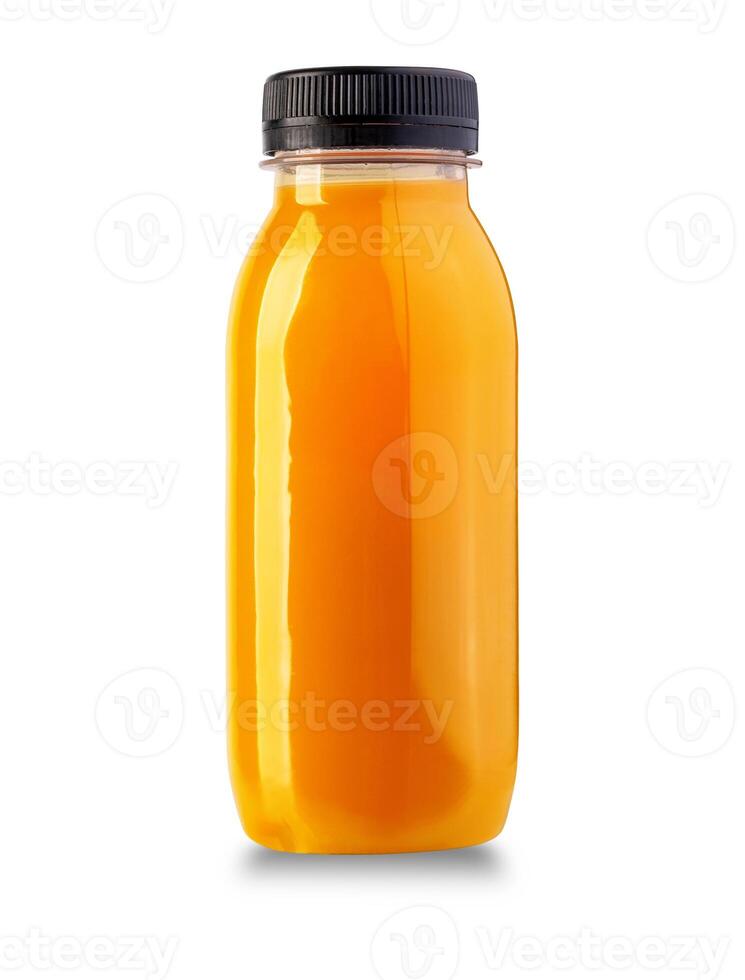 laranja suco dentro uma garrafa isolado foto