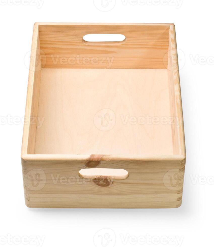 caixa de madeira isolada em branco foto