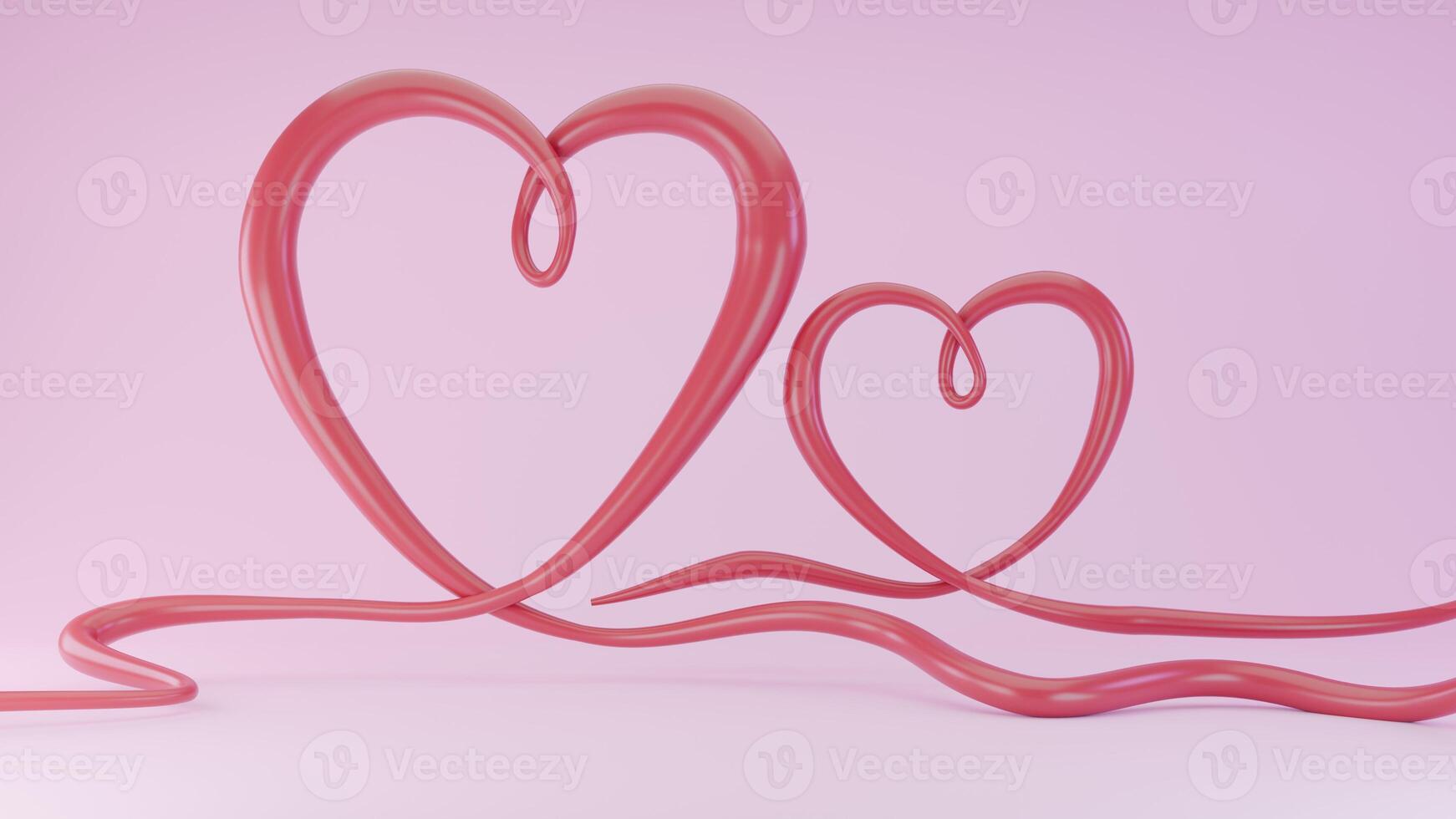 3d Renderização coração linha abstrato amor fundo Rosa namorados foto