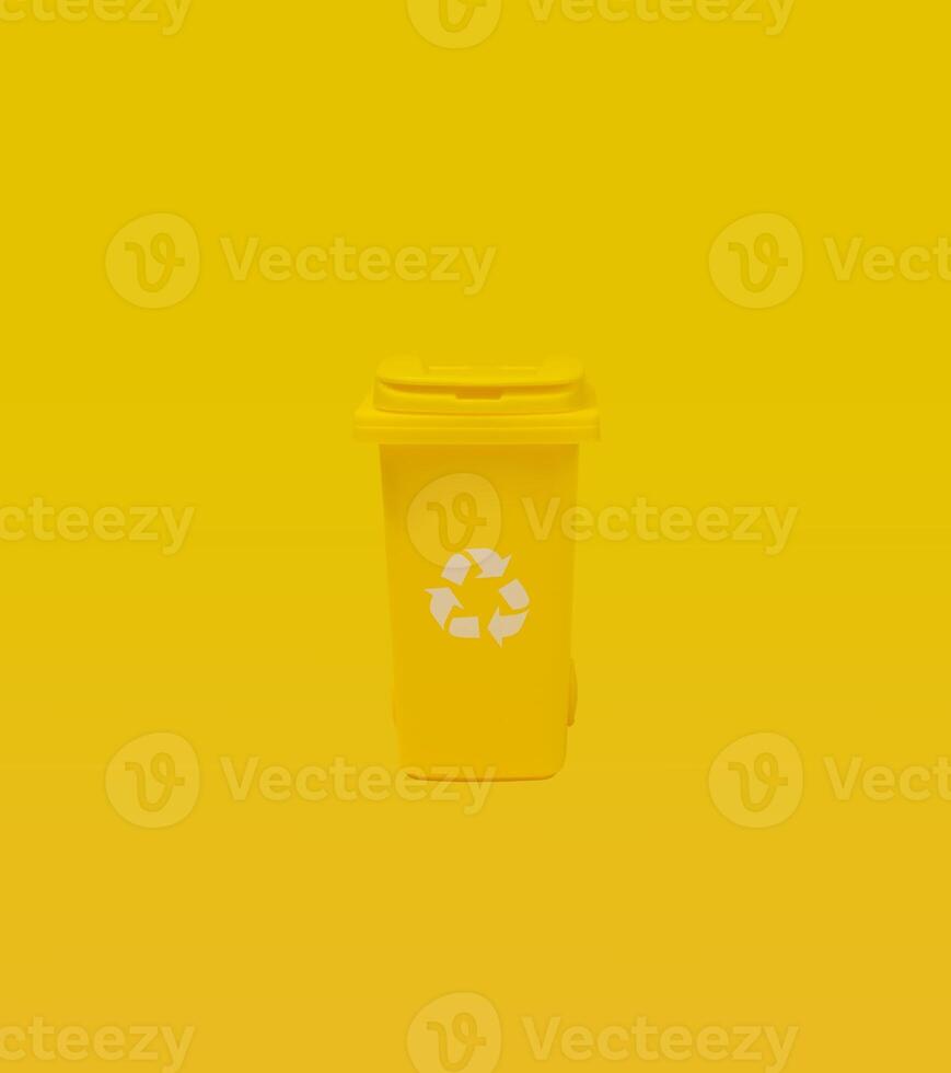 amarelo reciclando bin em amarelo fundo. foto