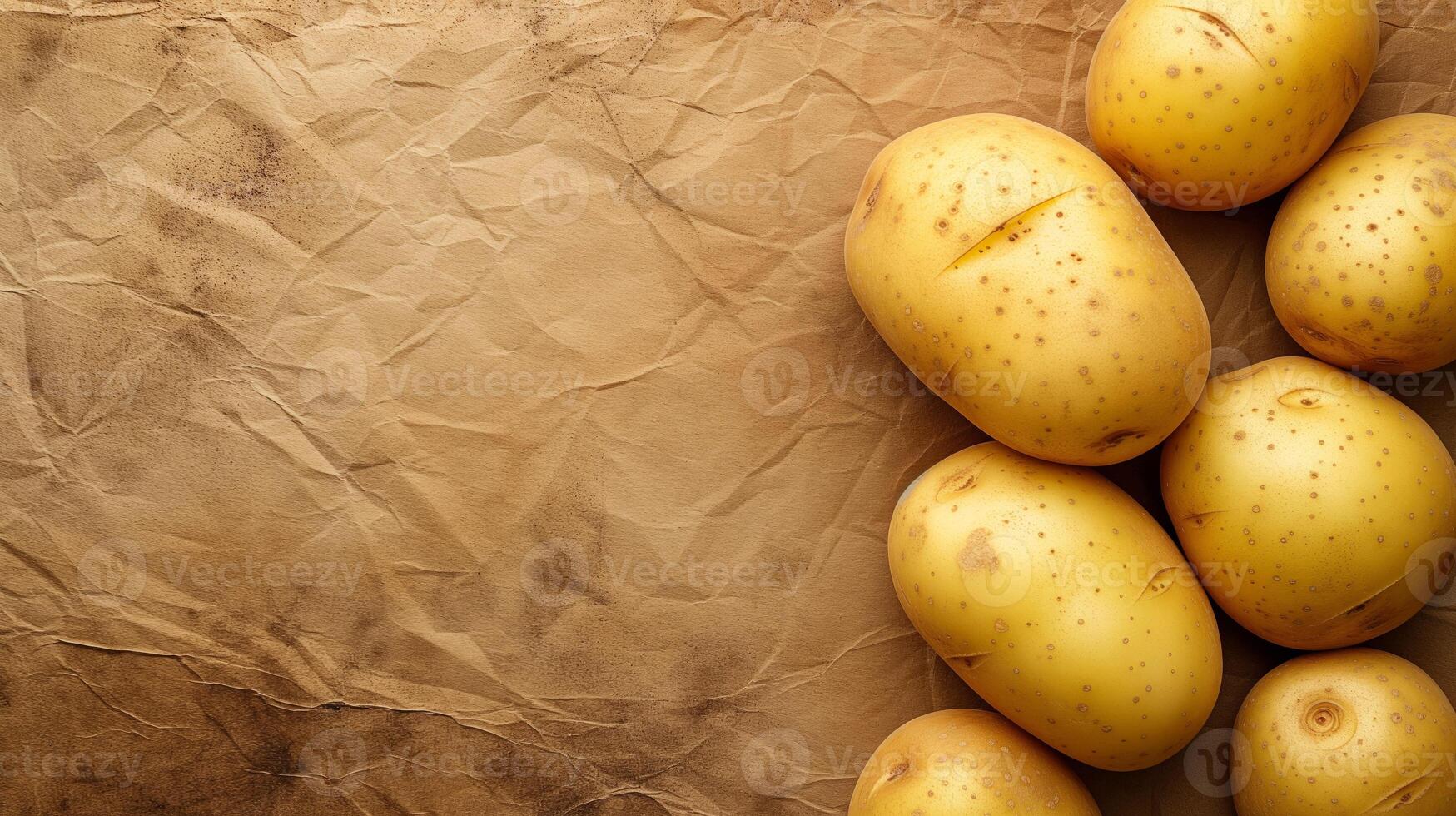 ai gerado cru batatas em texturizado papel pano de fundo foto