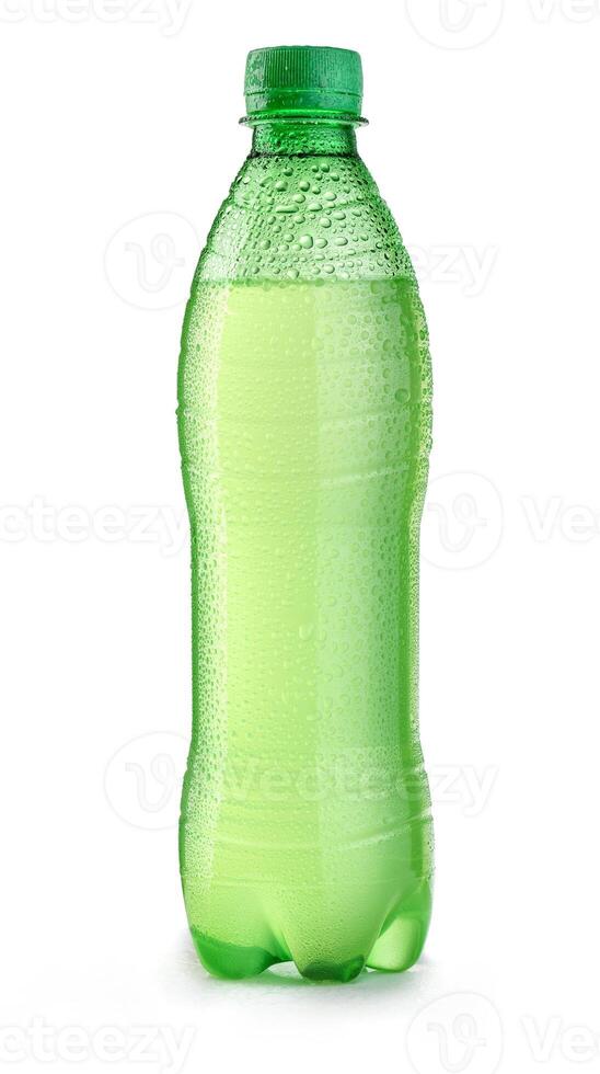 verde plástico garrafa com gotas foto