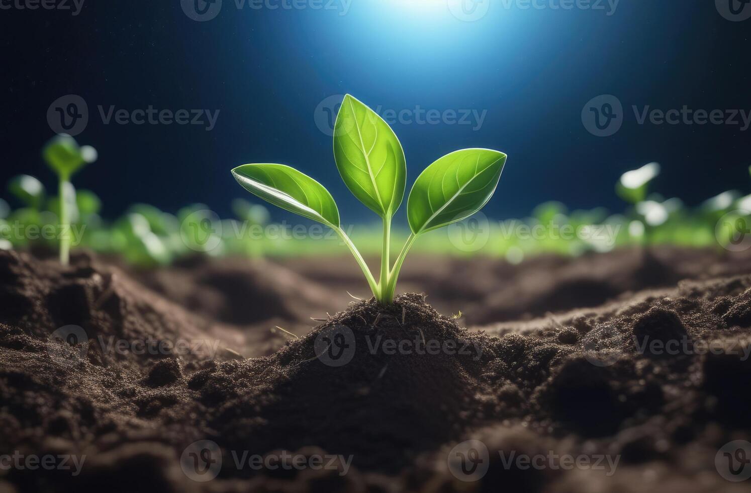 ai gerado uma verde brotar cresce Fora do a chão. ecologia, terra hora, paz, símbolo do vida foto