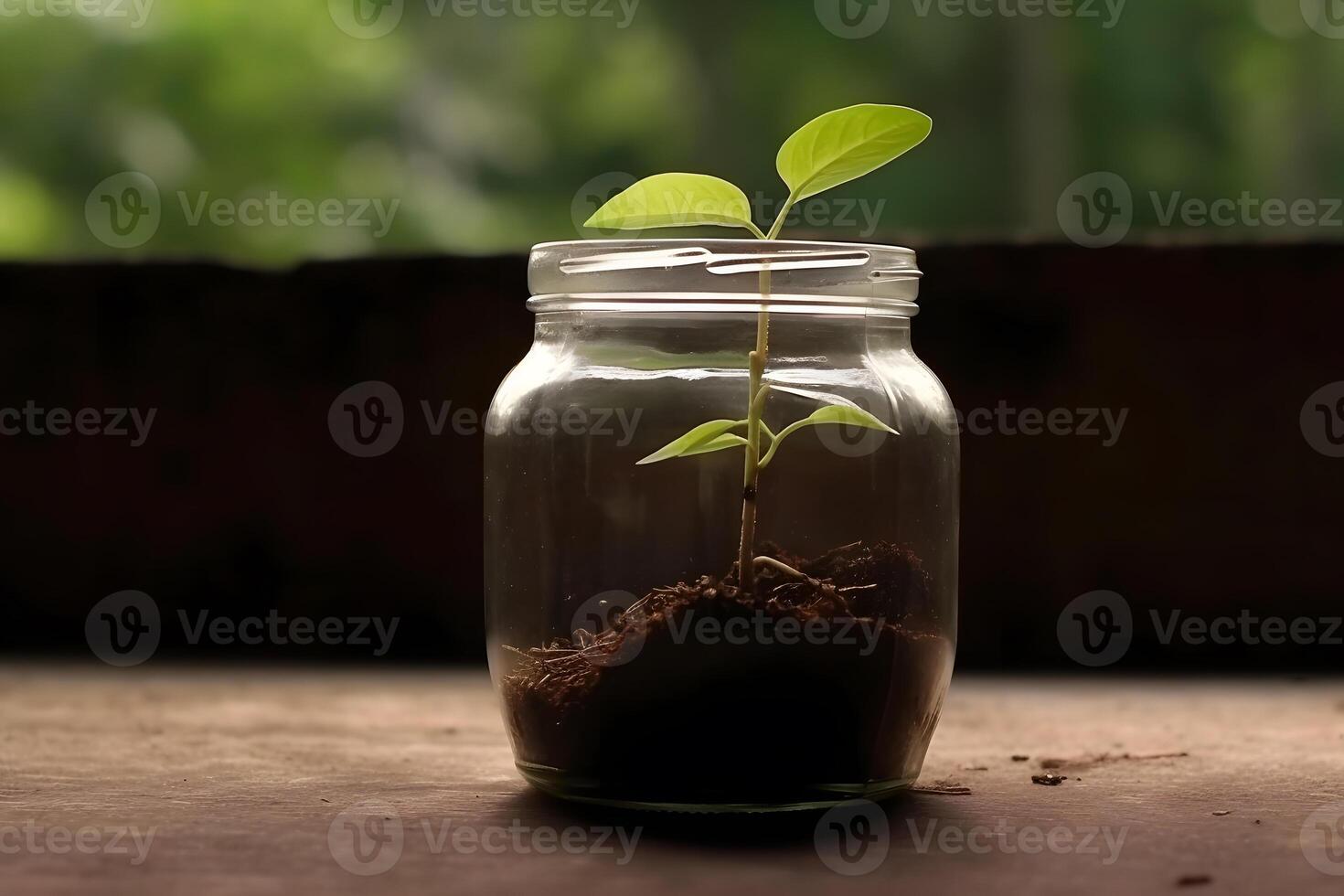 ai gerado crescendo plantar dentro uma vidro jar. neural rede ai gerado foto