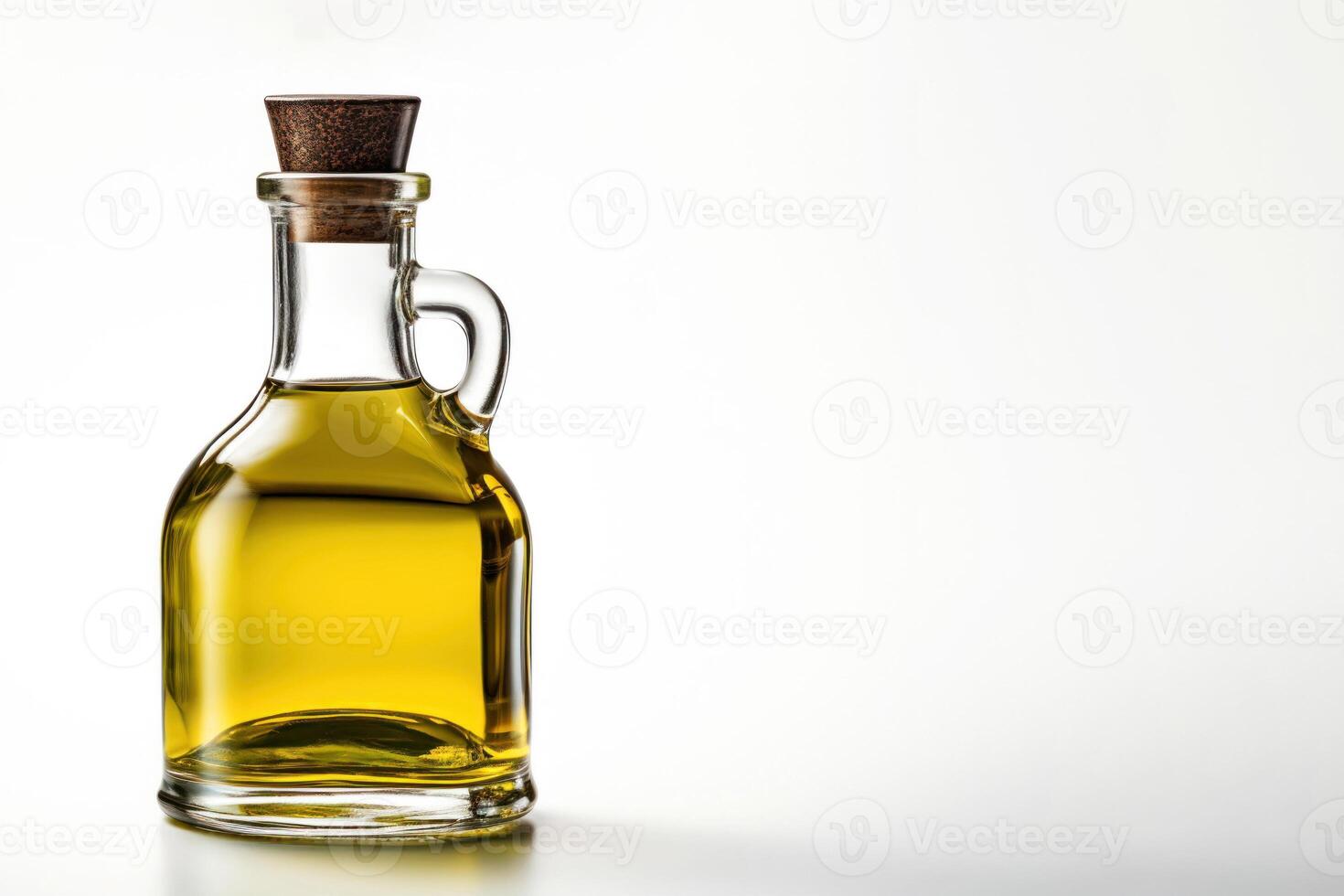 ai gerado puro Oliva óleo dentro transparente garrafa foto
