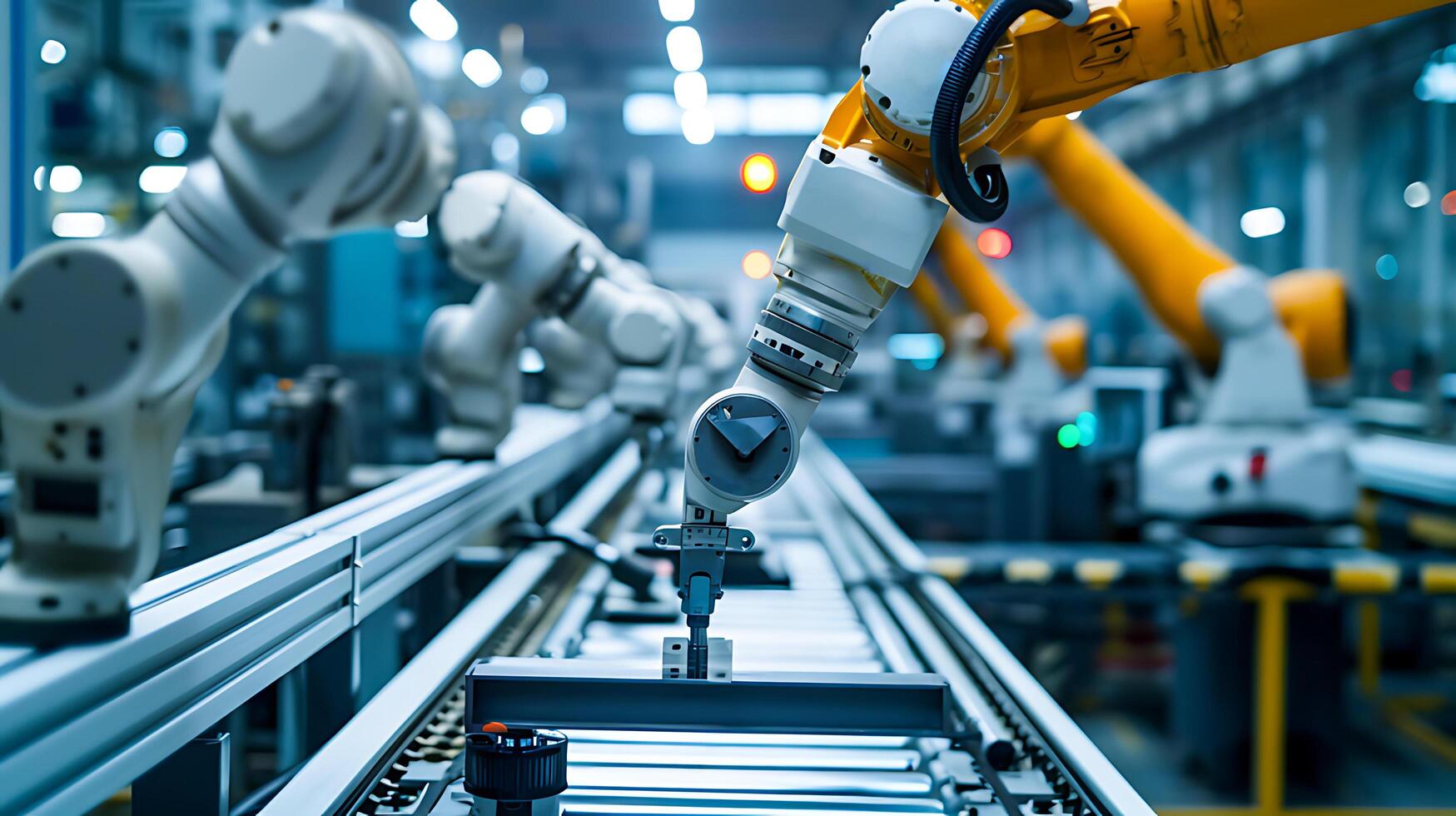 ai gerado robótico automação dentro industrial fabricação foto