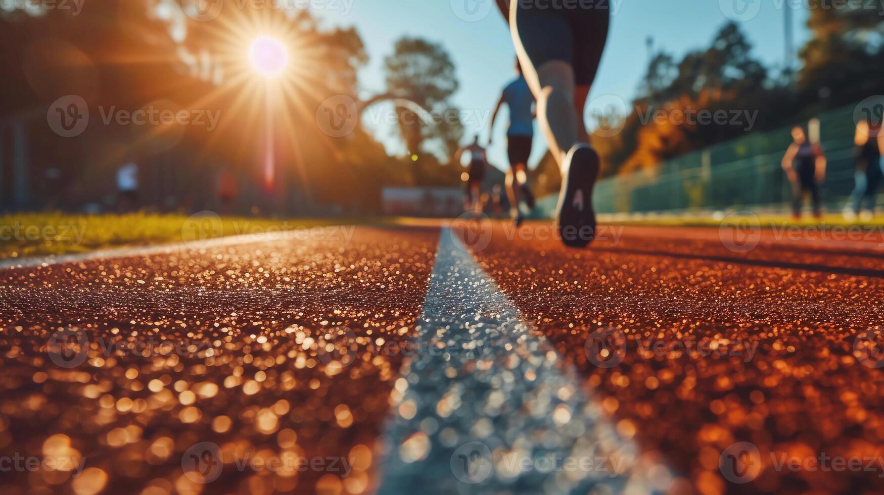 ai gerado cedo manhã correr. corredor em Atlético acompanhar. preparação para Paris olímpico jogos 2024. ai gerado foto