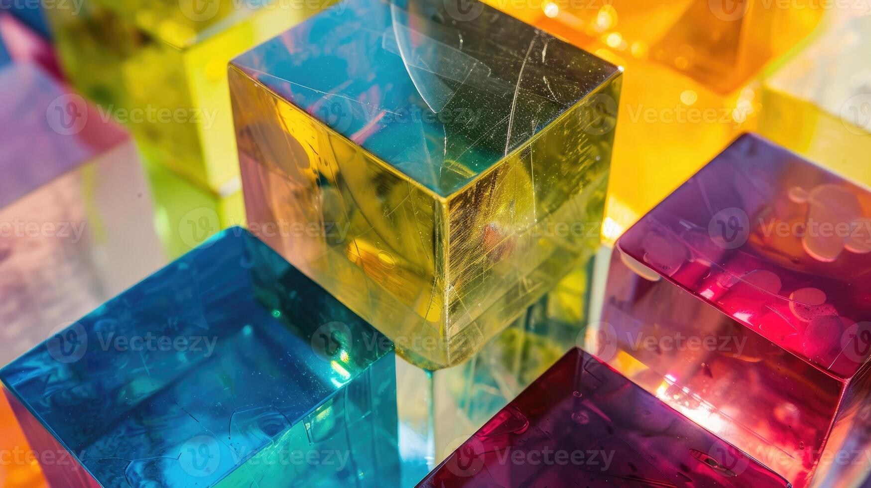 ai gerado vívido fechar-se do uma multicolorido abstrato vidro cubo, uma rebentar do cores, ai gerado. foto