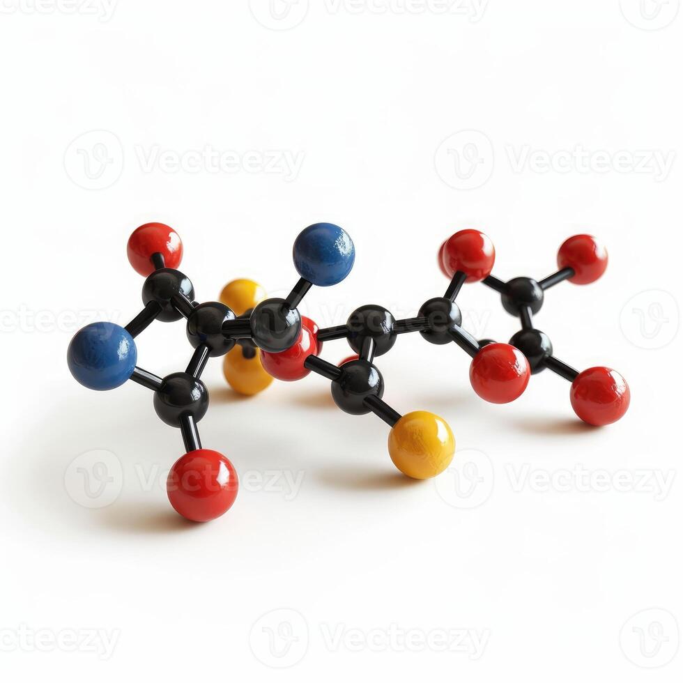 ai gerado molécula modelo isolado em branco fundo, perfeito para científico apresentações, ai gerado. foto