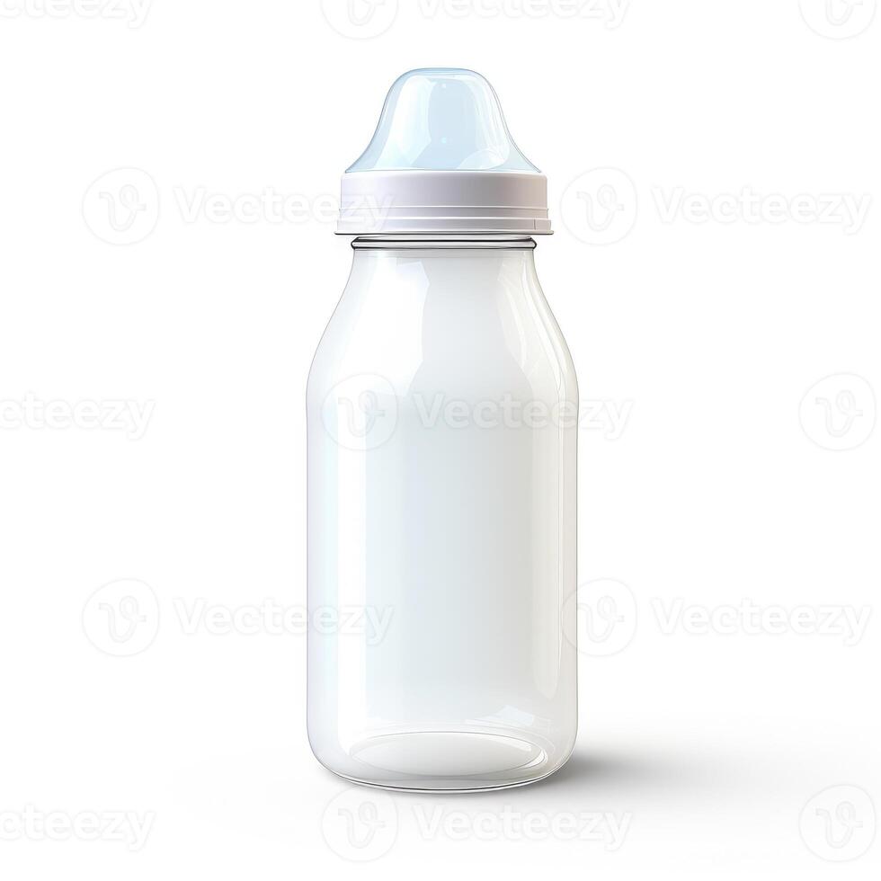 ai gerado recém-nascido leite Fórmula dentro uma plástico bebê garrafa, nutritivo simplicidade. isolado conforto, ai gerado. foto