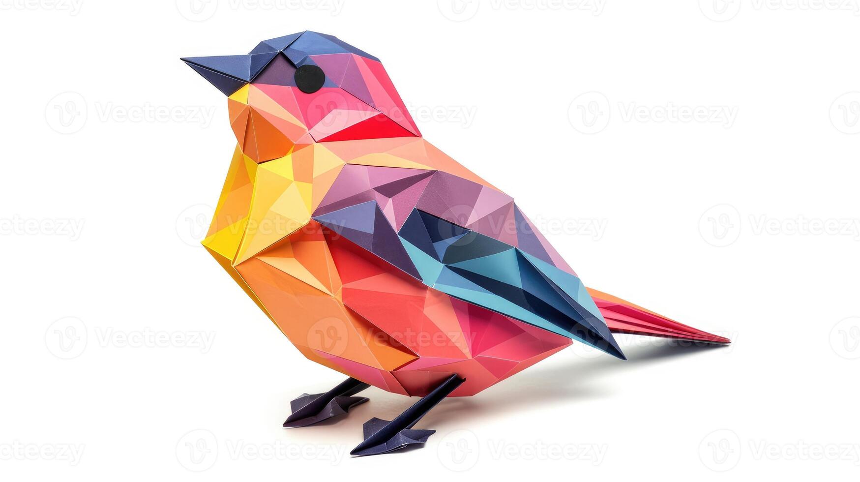 ai gerado colorida origami pássaro, único papel polígono obra de arte, ideal animal conceito, ai gerado foto