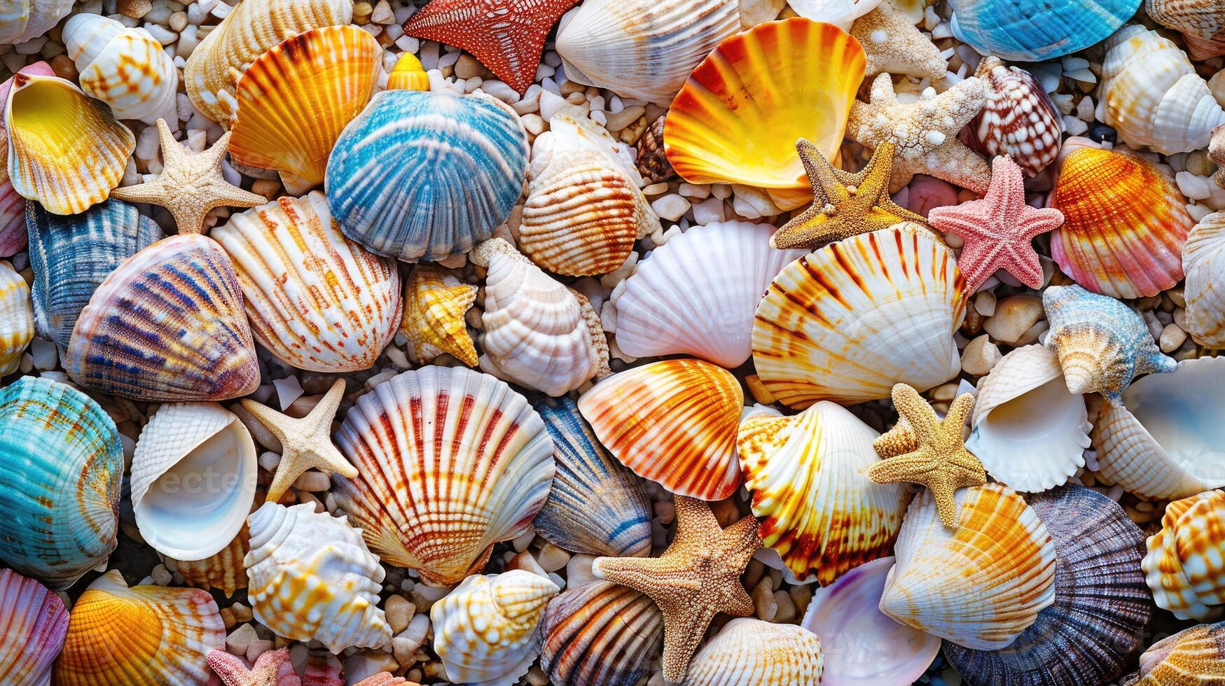 ai gerado vários colorida conchas do mar crio uma cativante fundo, ai gerado. foto