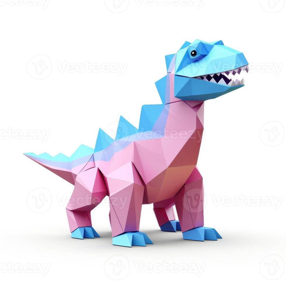 ai gerado colorida origami dinossauro, único papel polígono obra de arte, ideal animal conceito, ai gerado foto