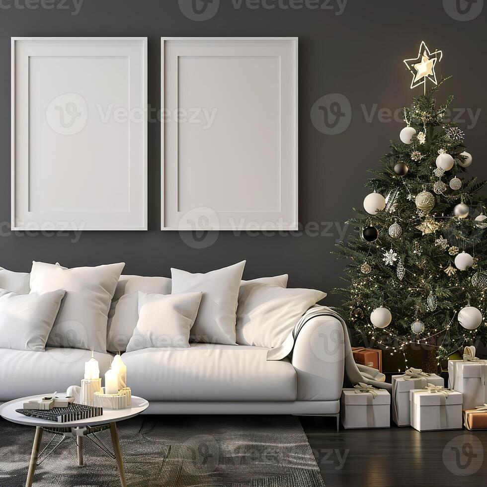 ai gerado em branco tela de pintura Magia, Natal vivo quarto brincar com esvaziar branco quadros foto