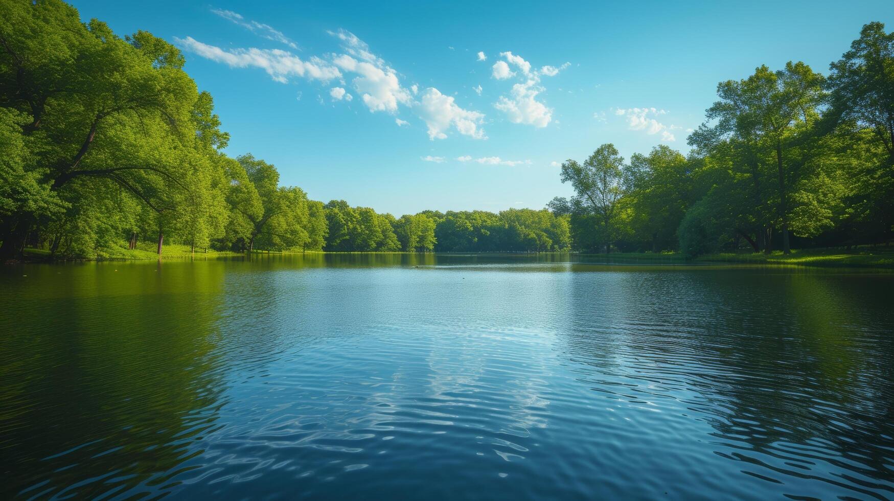 ai gerado uma sereno remo lago cercado de exuberante vegetação, uma refúgio para remadores. foto