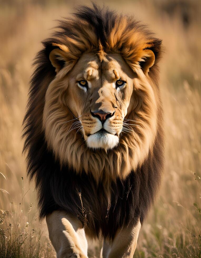 ai gerado leão dentro a selvagem foto
