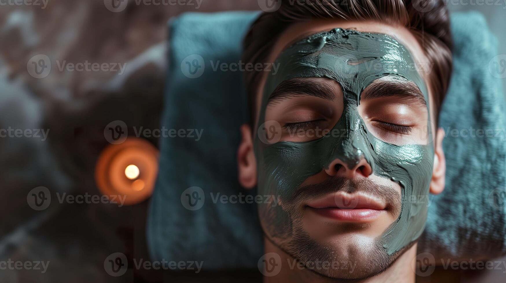 ai gerado sereno spa dia, luxo cuidados com a pele com argila facial mascarar tratamento foto