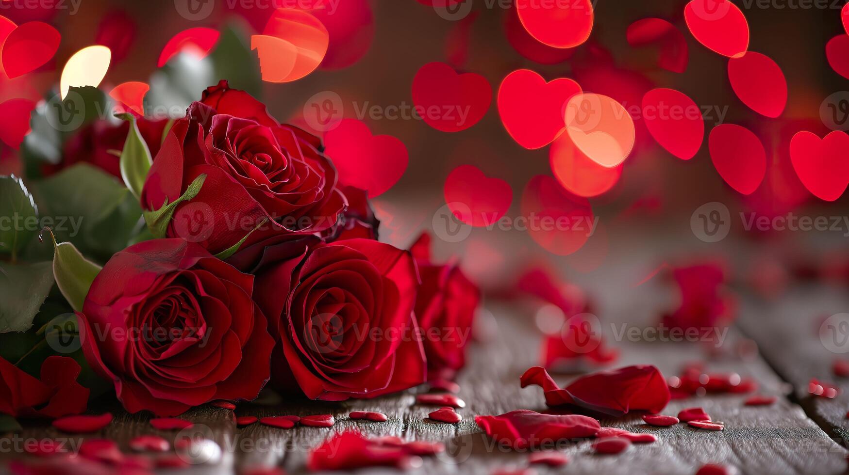 ai gerado namorados fundo com corações e vermelho rosas, amor e romance foto