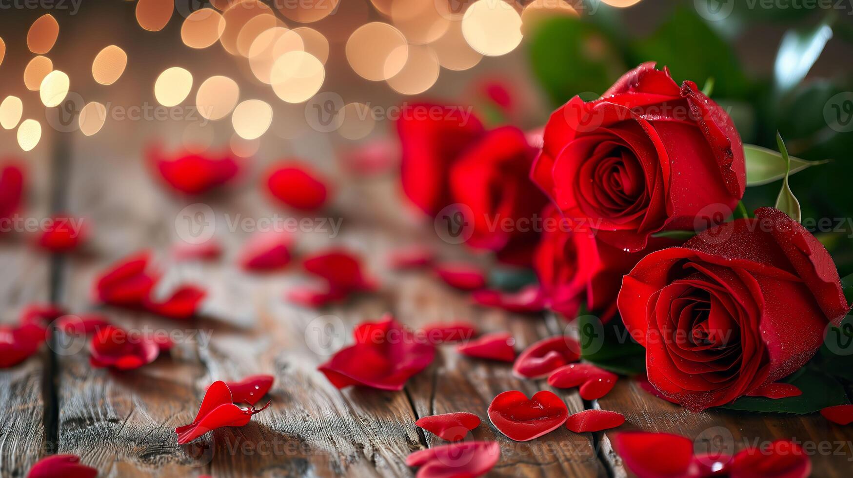 ai gerado namorados fundo com corações e vermelho rosas, amor e romance foto