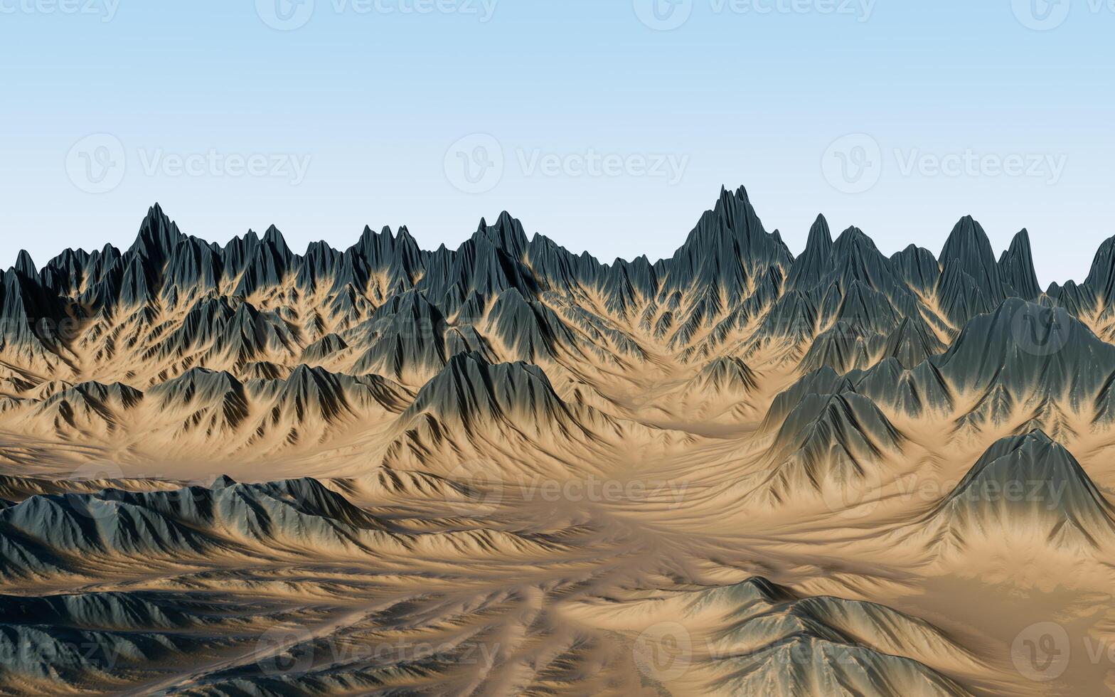 panorama com montanhas relevo, 3d Renderização. foto