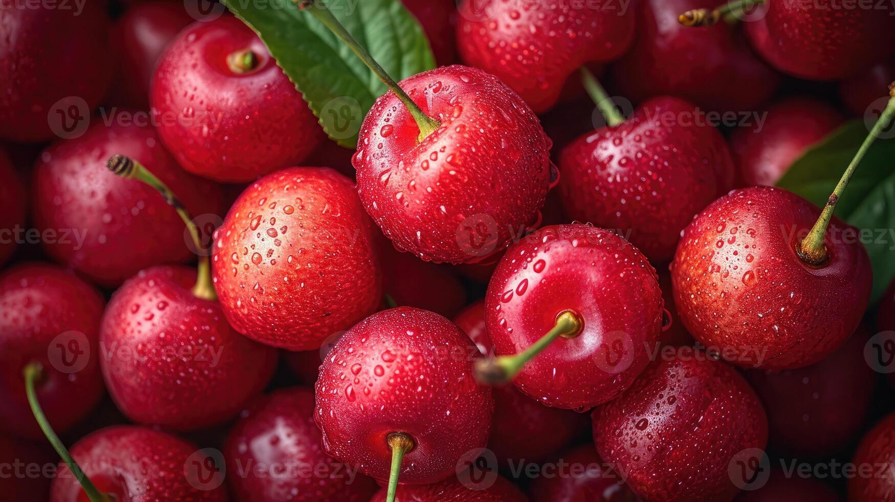 ai gerado pilha do tentador cerejas, a interessante arranjo para mostruário a brilho e suavidade do a fruta. foto