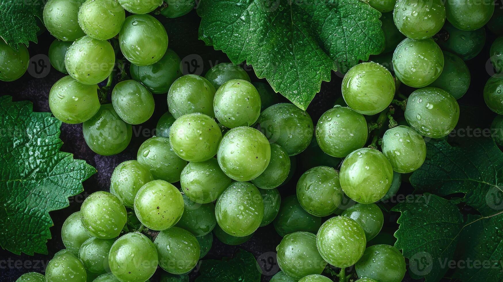 ai gerado uma grupo do fresco verde uvas, a artístico arranjo para estético apelo. uvas fundo. foto