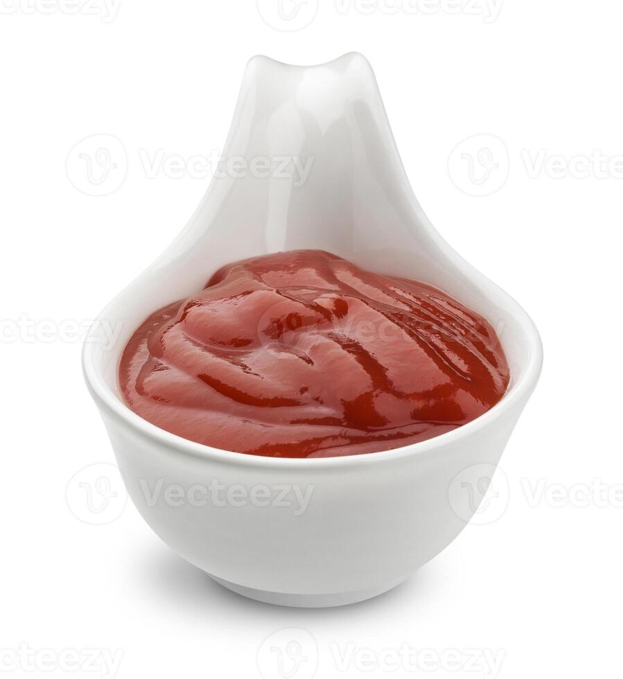 tigela do ketchup isolado em branco fundo foto