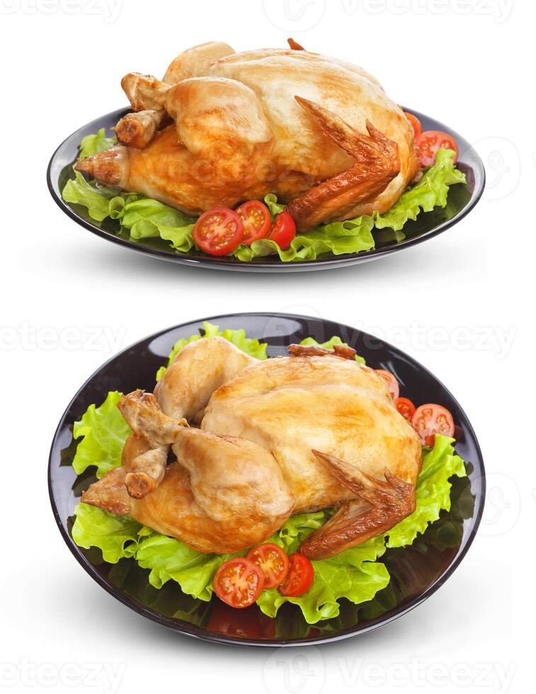 assado frango isolado em branco fundo foto