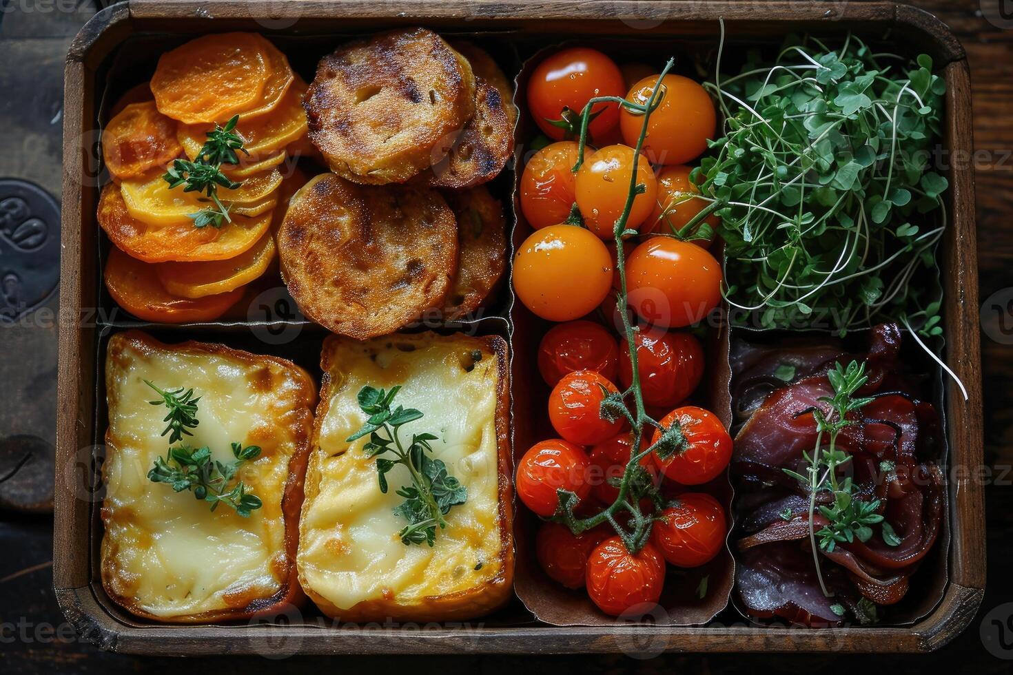 ai gerado lanches dentro uma recipiente profissional publicidade Comida fotografia foto