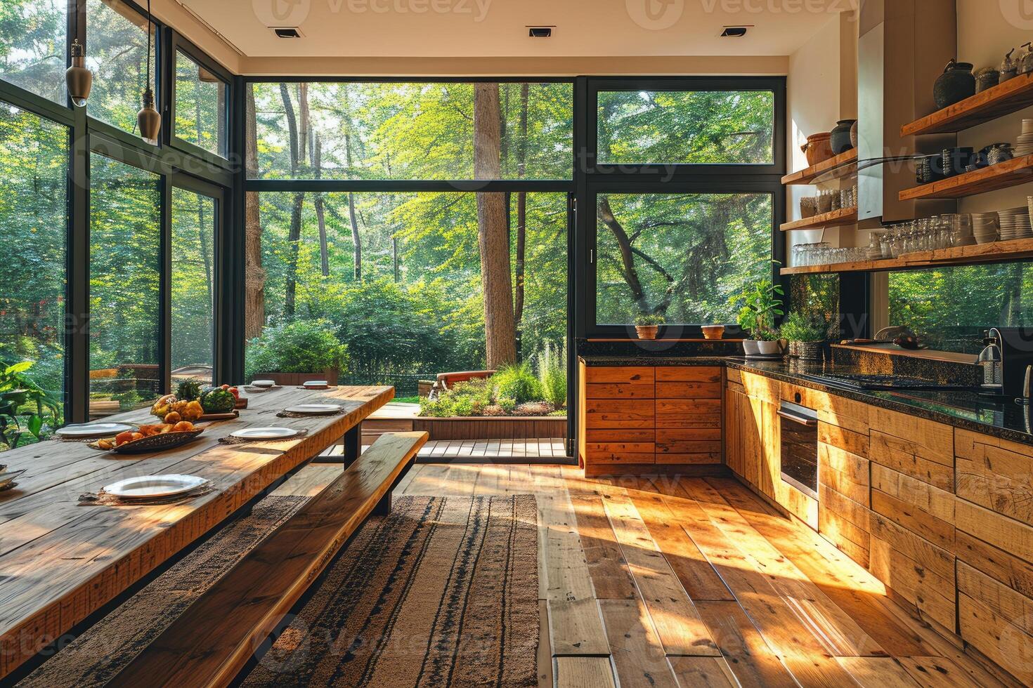 ai gerado uma simplista moderno cozinha dentro uma moderno casa profissional publicidade fotografia foto